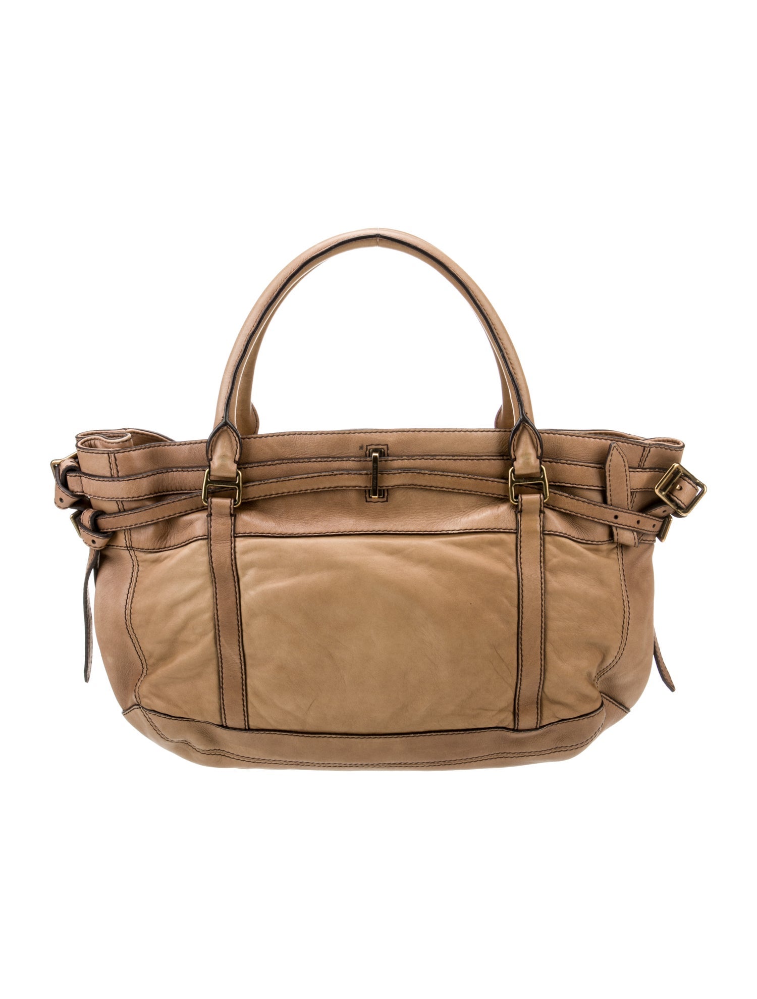 Burberry Solid Leather Shoulder Bag